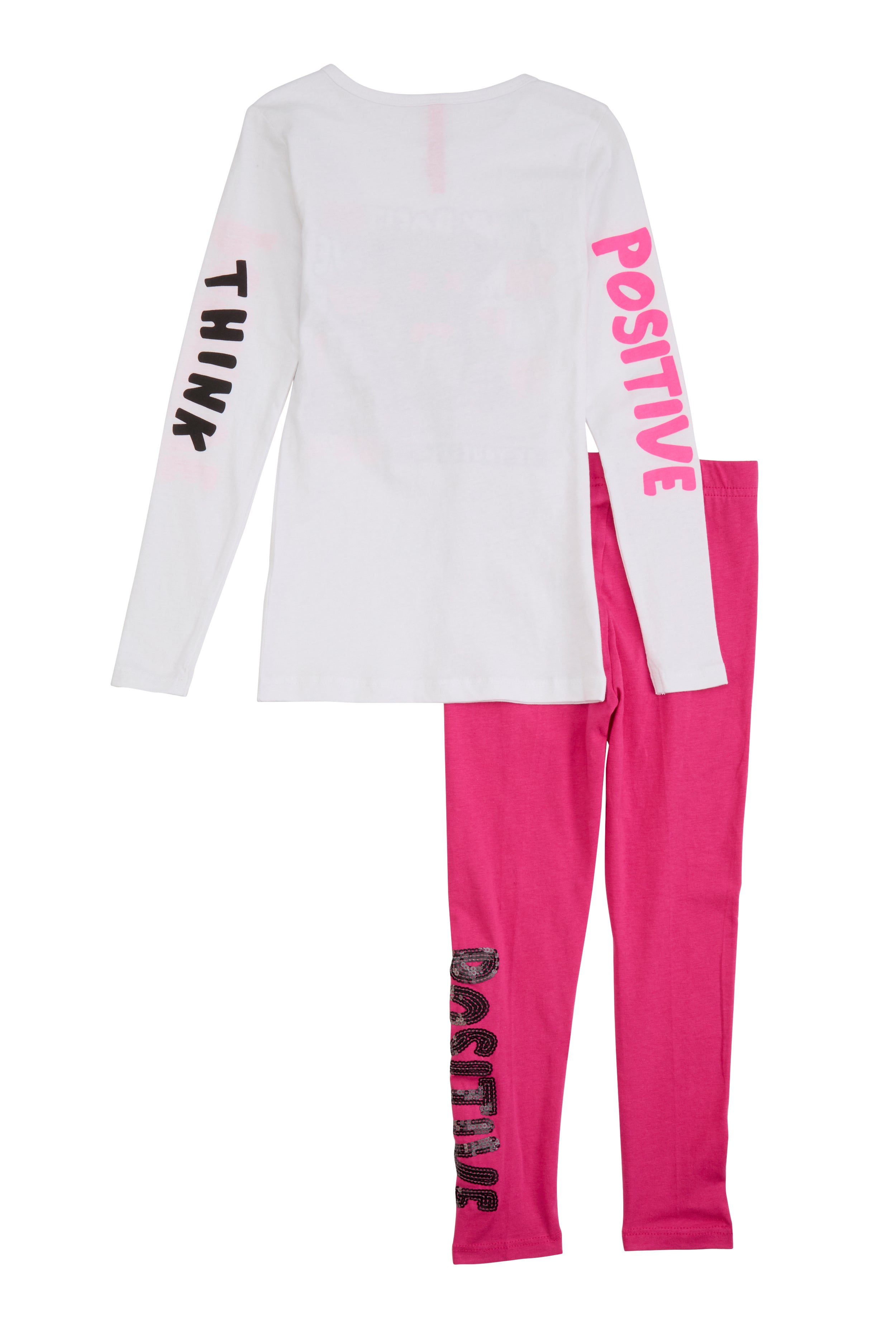 Little Girls Think Positive Sequin Graphic Tee and Leggings、mySite、camillekostekn