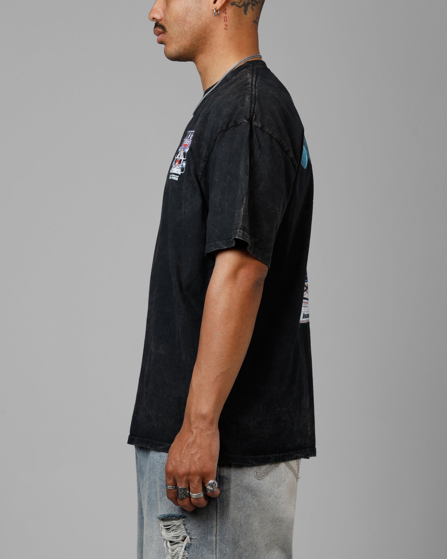 Loiter Horse Power Vintage Drop T-Shirt Black Acidwash、mySite、zt4zffjzw