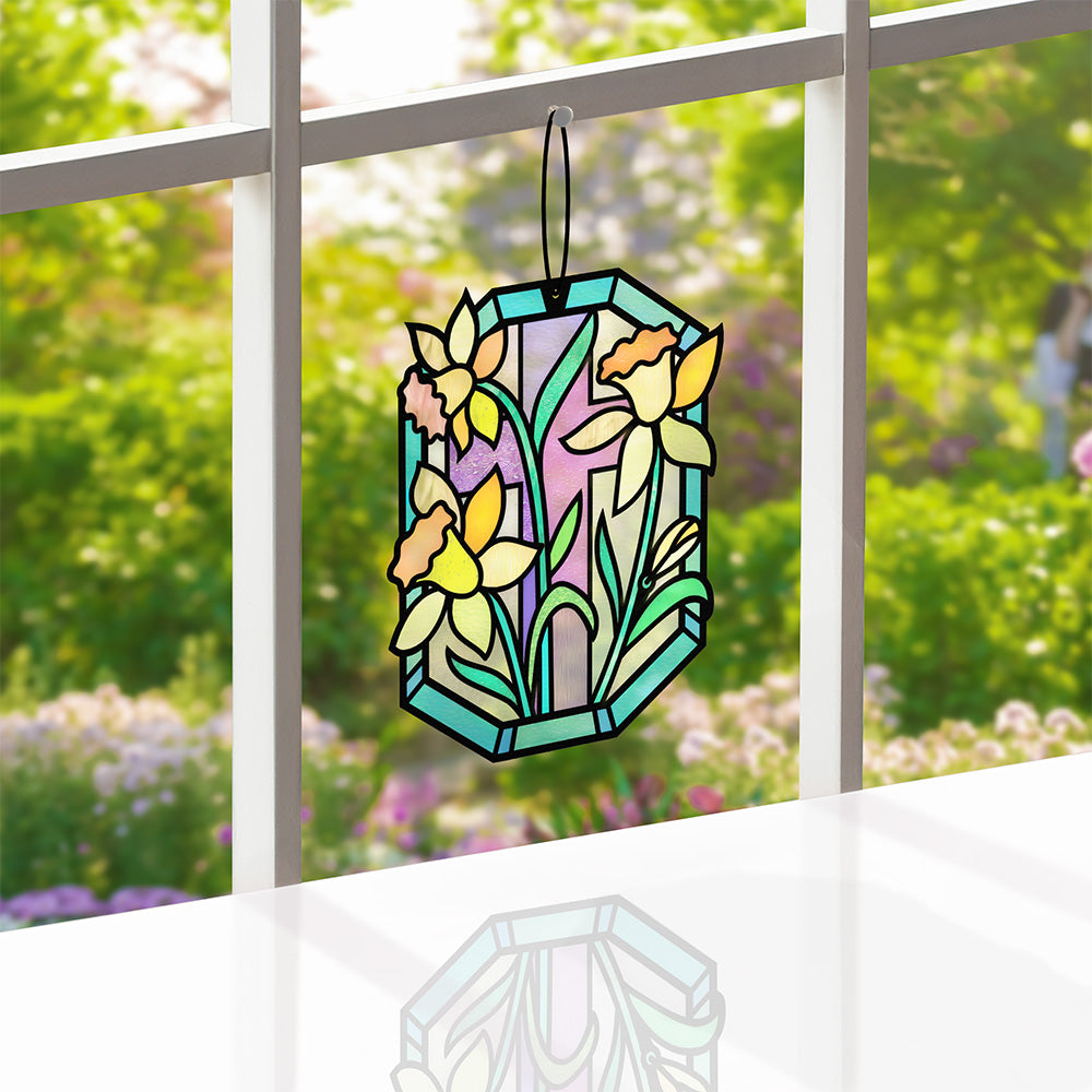Happy Easter Daffodil Suncatcher Card、mySite、solidvoid