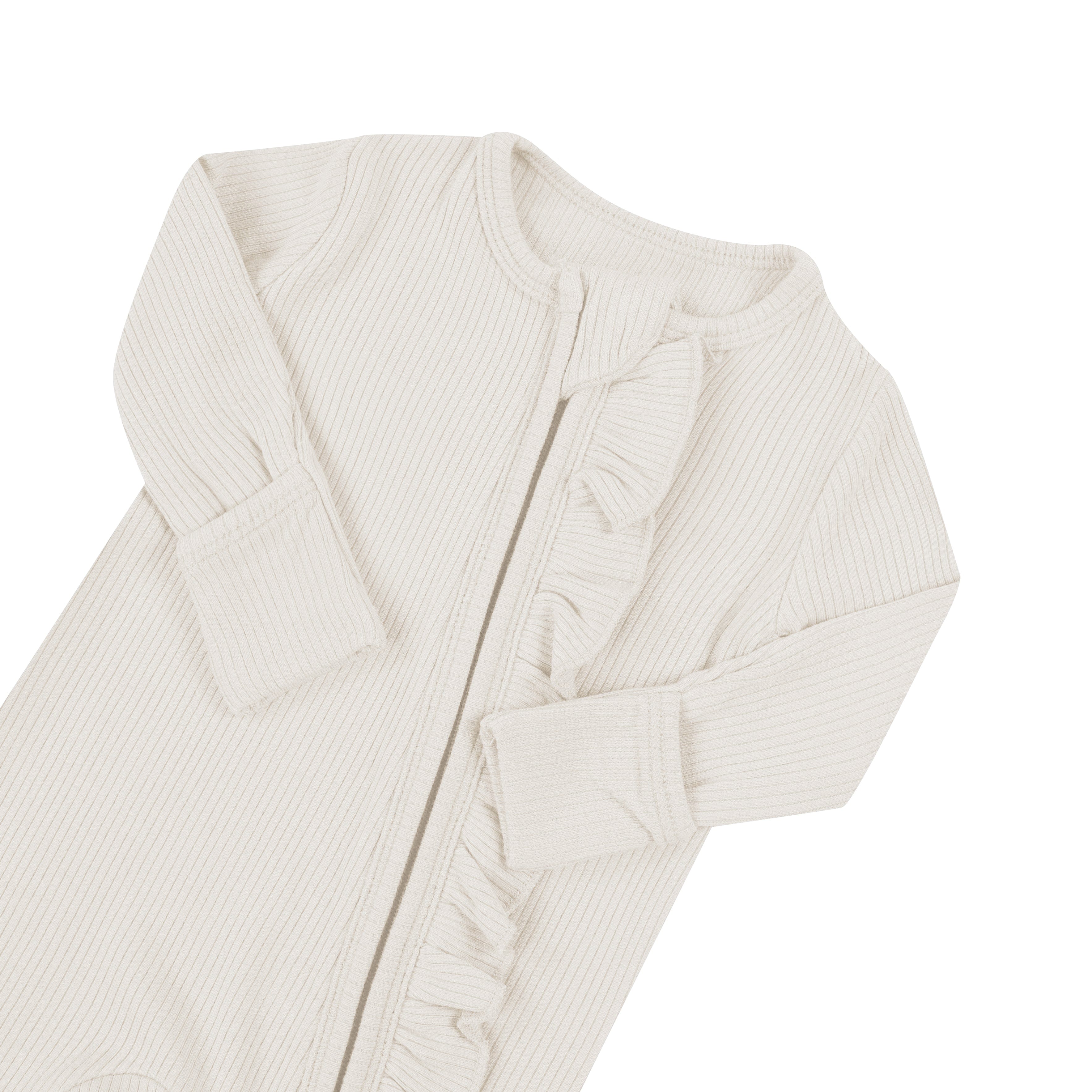  Ribbed Ruffle Zipper Romper in Oat、mySite、layawaytickets