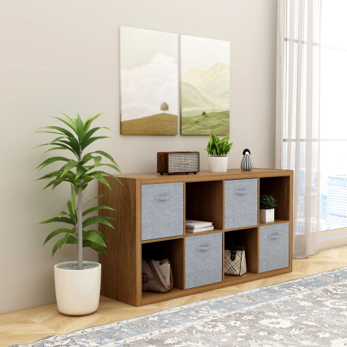 Smart Cube 8-Cube Organizer Storage with Opened Back Shelves,2 X 4 Cube Bookcase Book Shleves for Home, Office ,Walnut Color、、casual