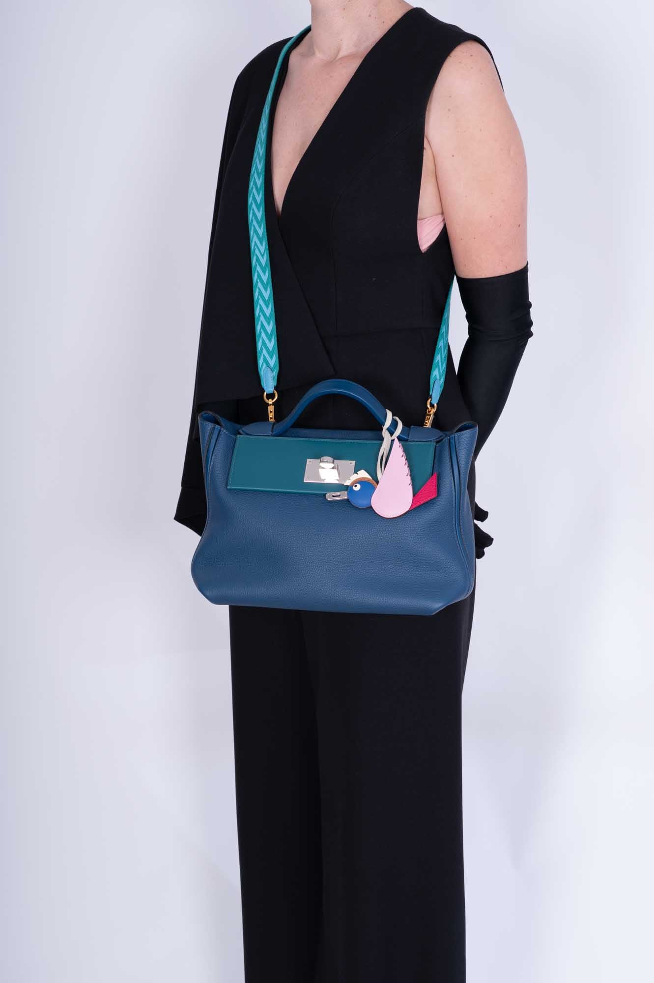 Hermès 24/24 29 Deep Blue Togo and Vert Bosphore Swift Palladium Hardware、mySite、garminoutage.com