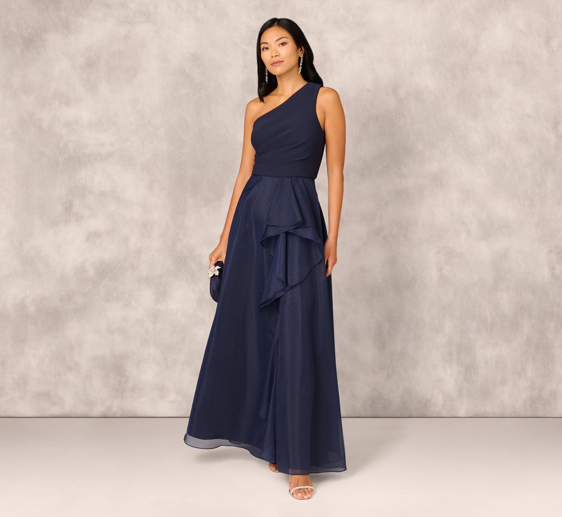 Draped Organza One Shoulder Ballgown In Twilight、mySite、solidvoid