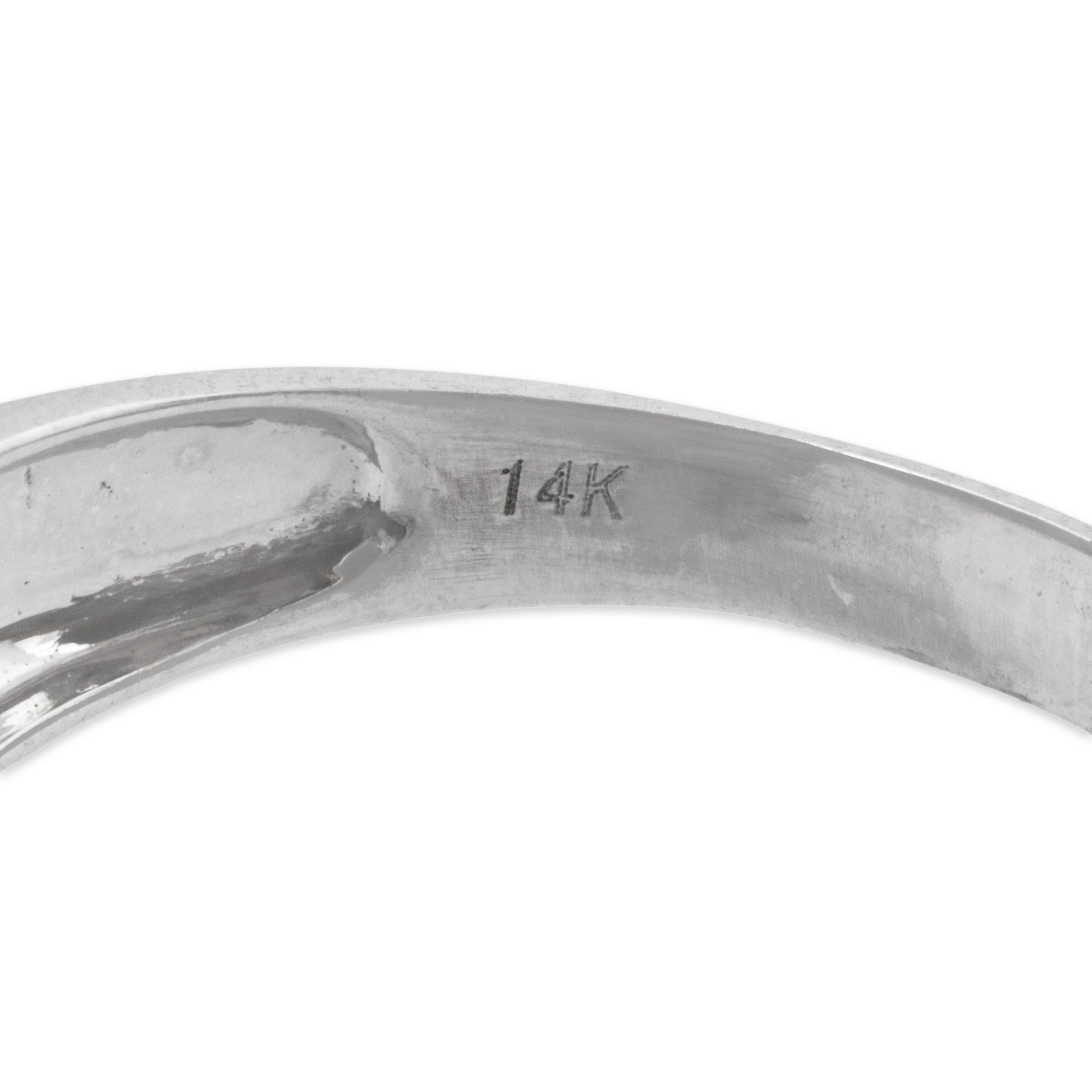 Vintage 14k White Gold 8ct Blue Topaz Textured Shoulders Bold Ring 7.00、mySite、hinf8tx79