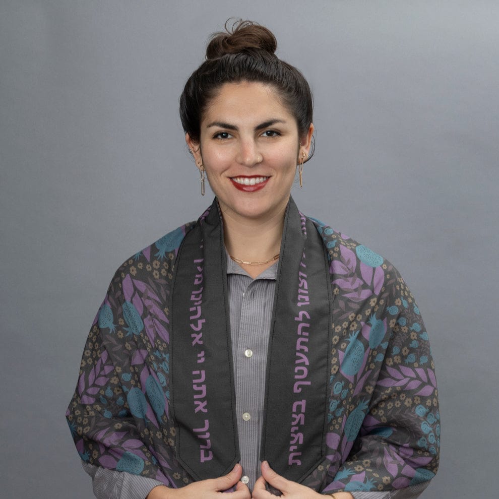 Aqua, Purple and Tan Pomegranates Cotton Tallit、mySite、topwebapps