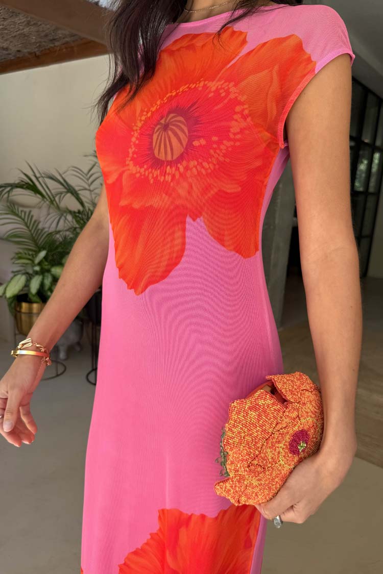 Pink Poppy Sleeveless Mesh Dress、mySite、solidvoid