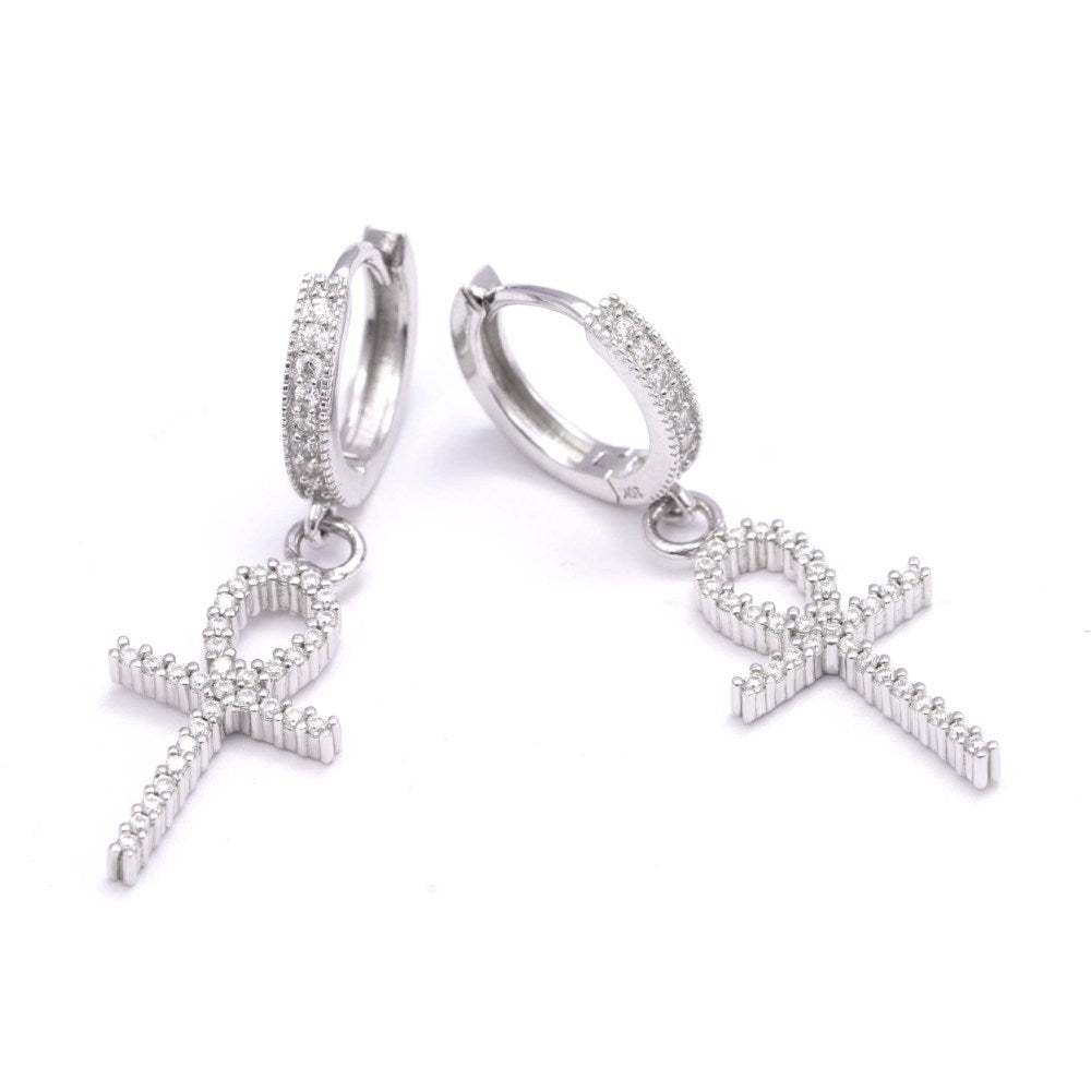 Drop Ankh Moissanite Earrings 14K Gold、mySite、hinf8tx79