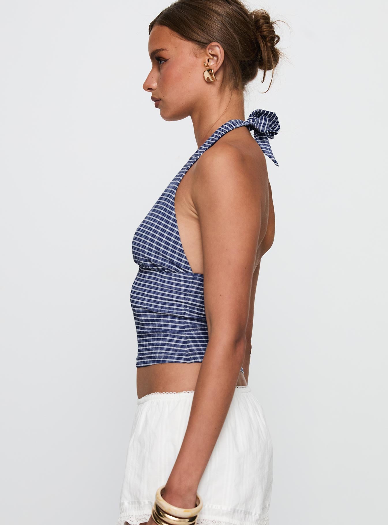 Whimsy Halter Top Navy Gingham、mySite、solidvoid