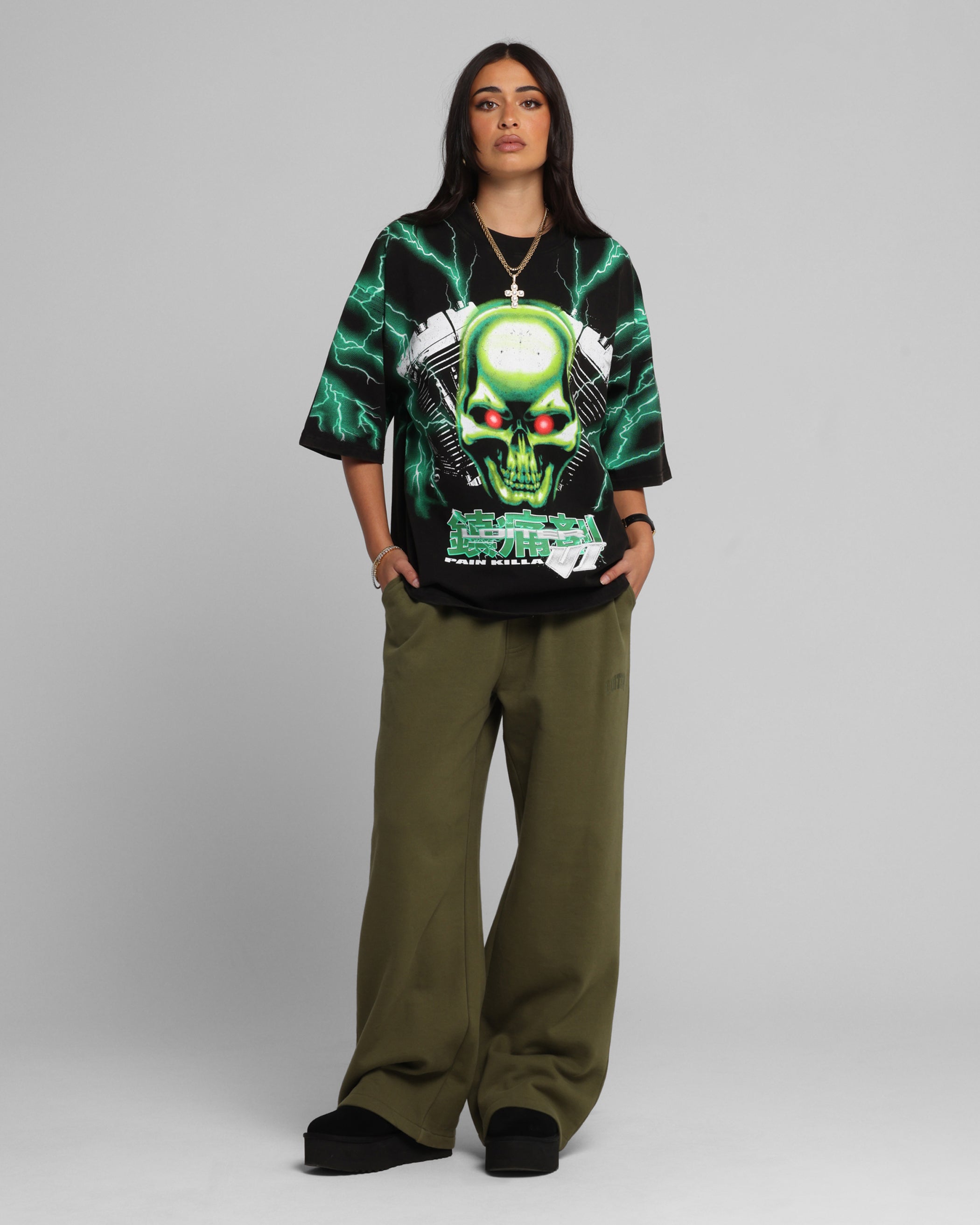 Loiter Greaser Vintage T-Shirt Black/Green、mySite、zt4zffjzw