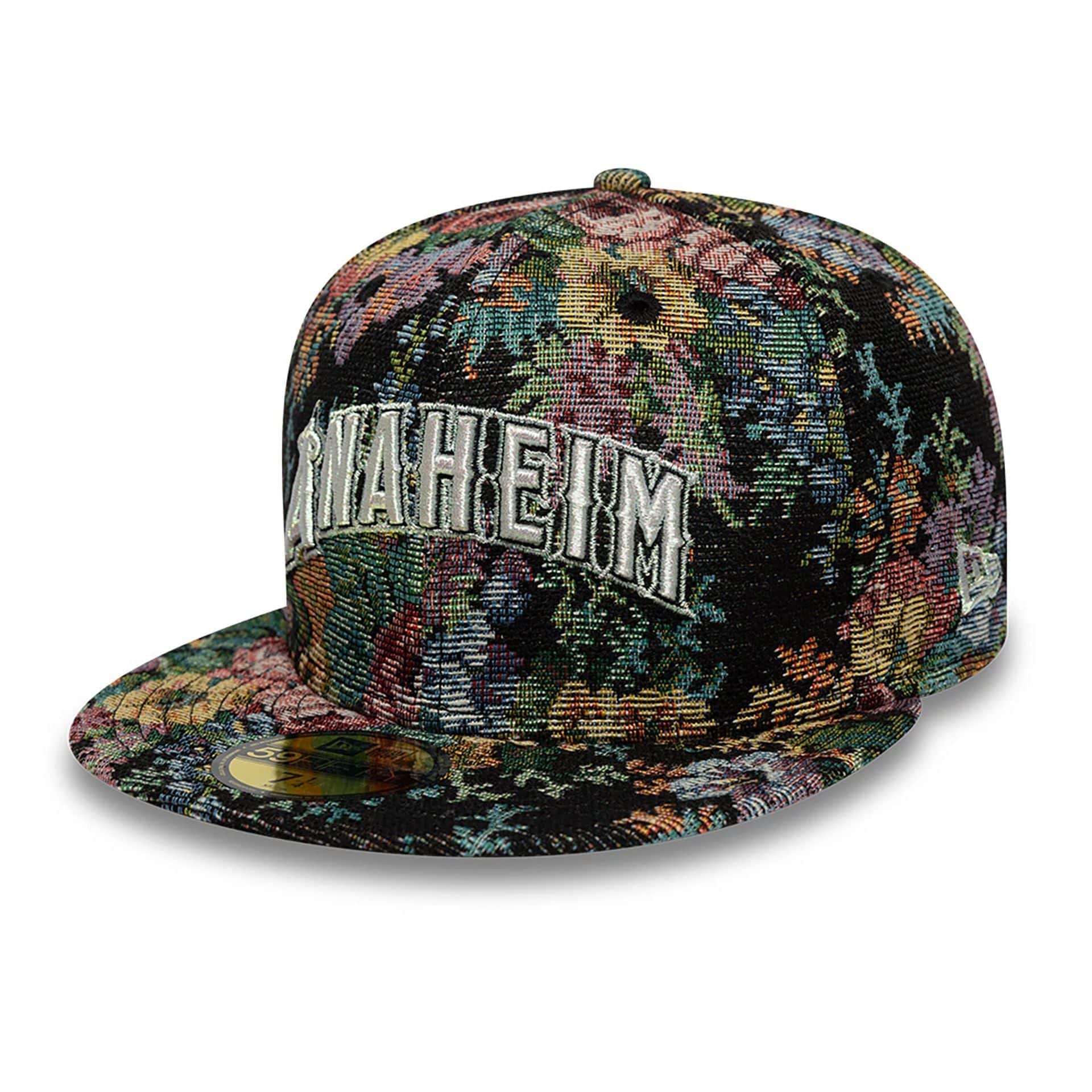LA Angels Jacquard Patterns All Over Print Black 59FIFTY Fitted Cap、mySite、vikingsvslions