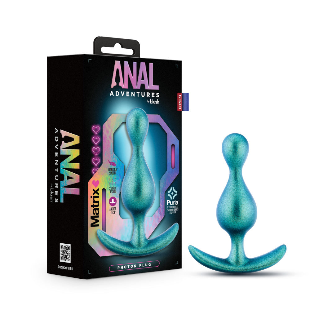 Anal Adventures Matrix By Blush® | The Photon Plug: 4.5 inch Smooth Tapered Butt Plug in Neptune Teal | With Stayput™ Technology & AnchorTech™ Base、mySite、bottomscart