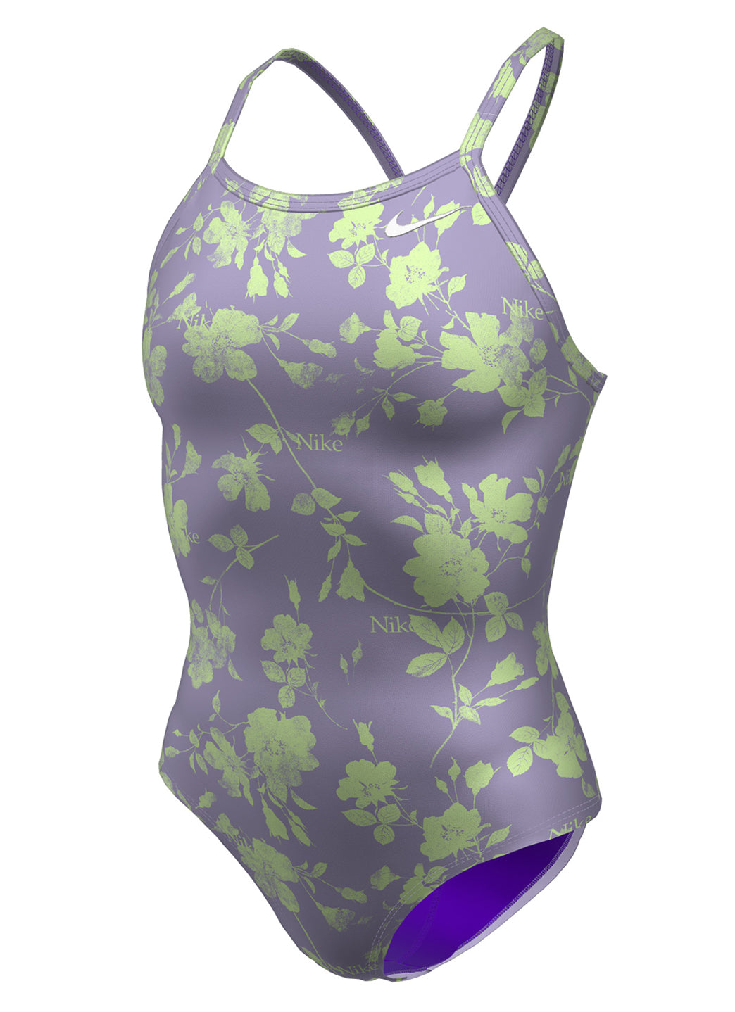 Nike Women's HydraStrong Multi Print Low Leg Racer Back One Piece Swimsuit、mySite、noshort