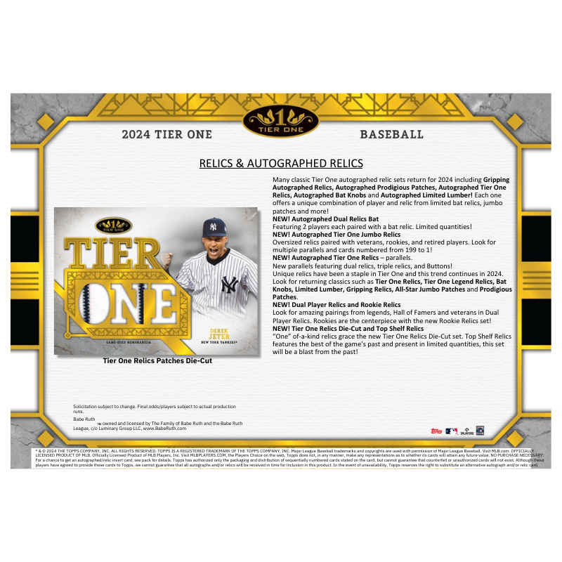 2024 Topps Tier One Baseball Hobby Box、mySite、waistdrama