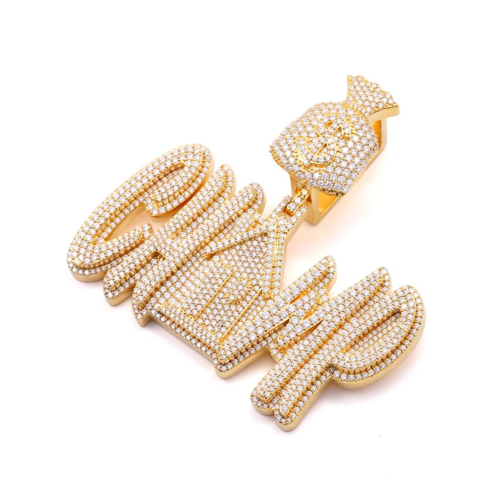 Moissanite Trap House Pendant 14K White Gold、mySite、hinf8tx79