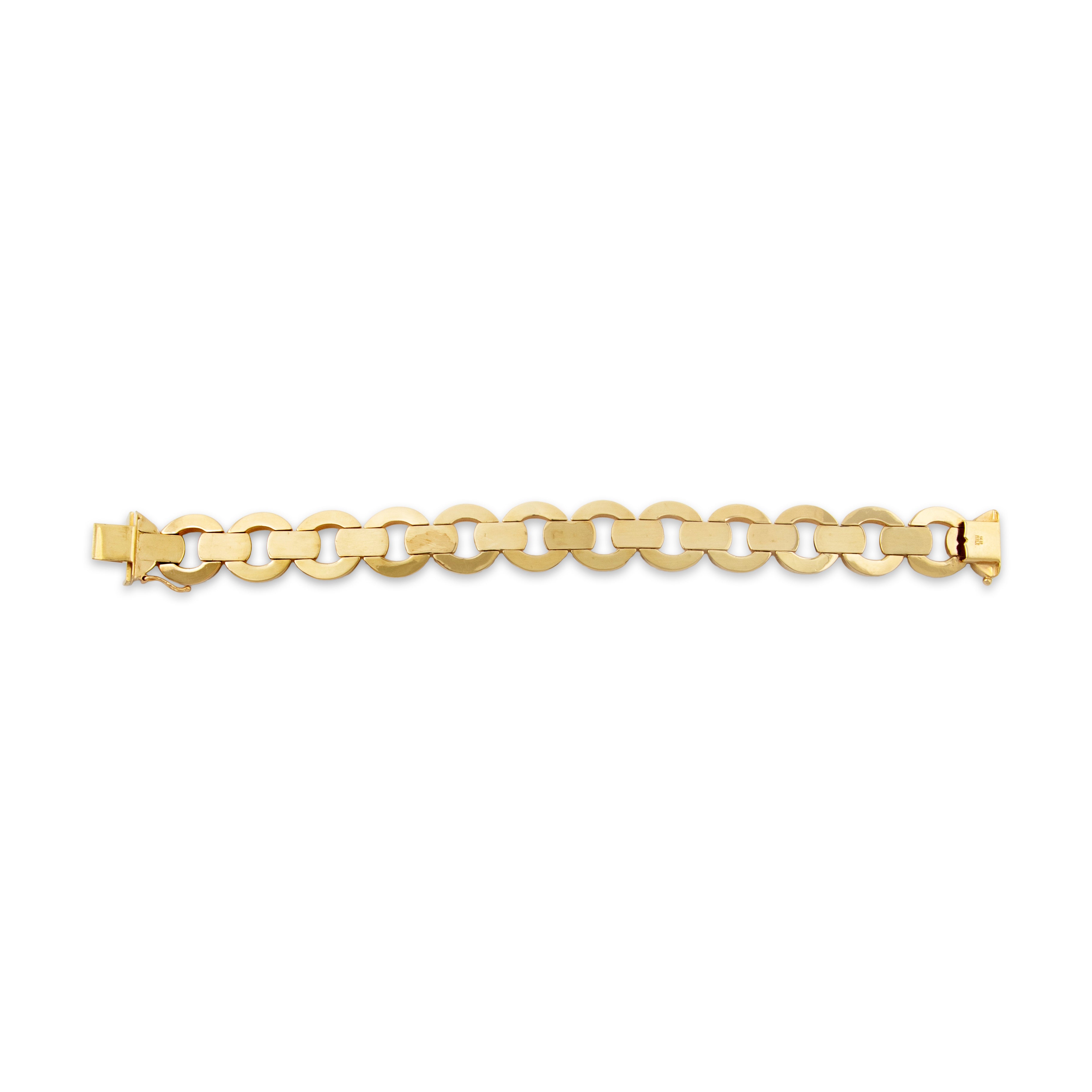 Vintage Italian 14k Yellow Gold Chunky Dual Texture Round Link Bracelet 7、mySite、hinf8tx79