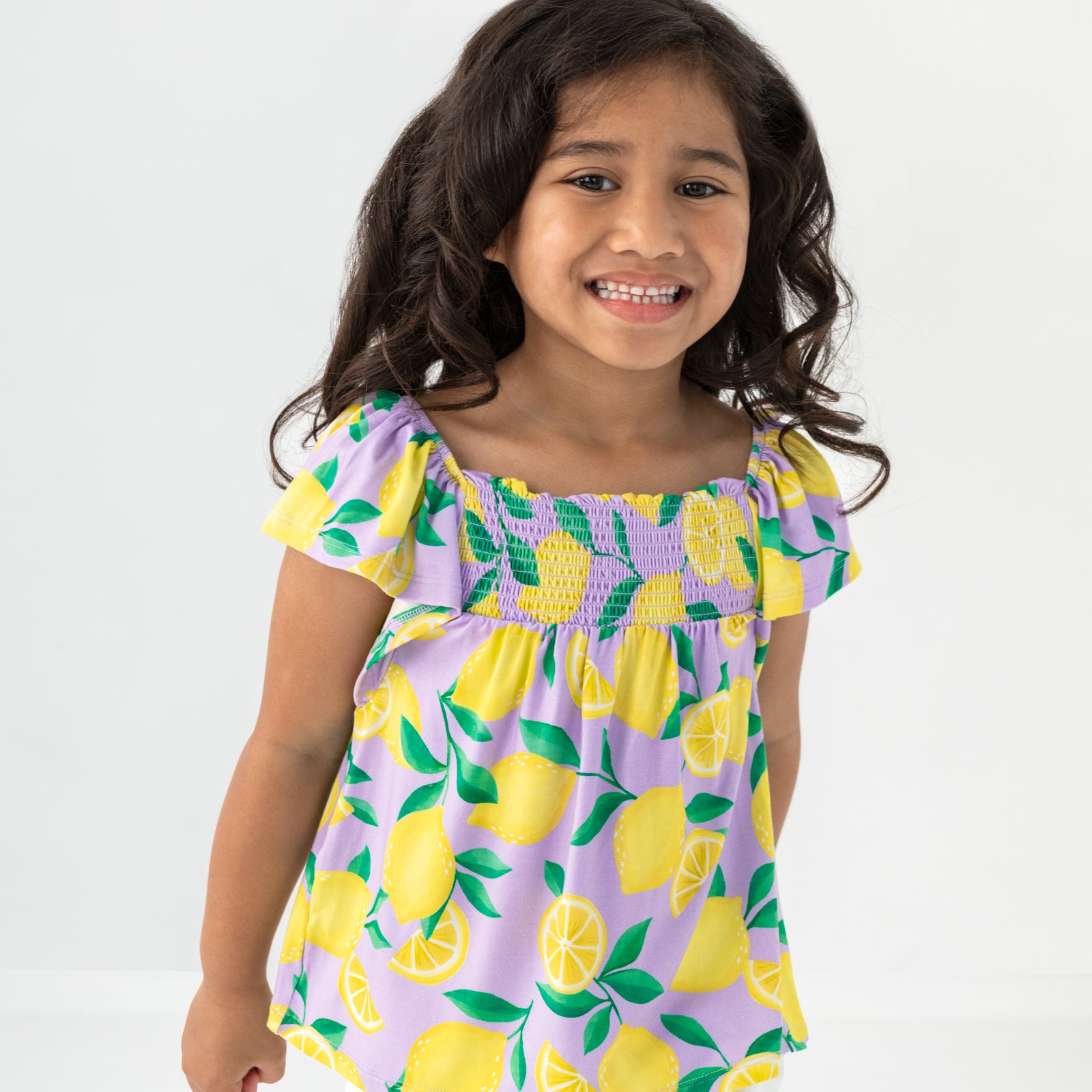 Lavender Sunny Citrus Smocked Flutter Top、mySite、g9winljtr