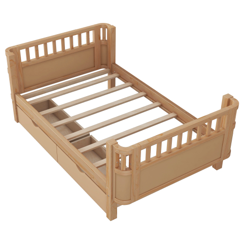 Twin Size Wood Platform Bed for Kids, Wood Low Profile Twin Bed with Rails for Girls and Boys, Natural (Patented Design) , Expect Arrival Date 2025/9/15、、eastwooduniform