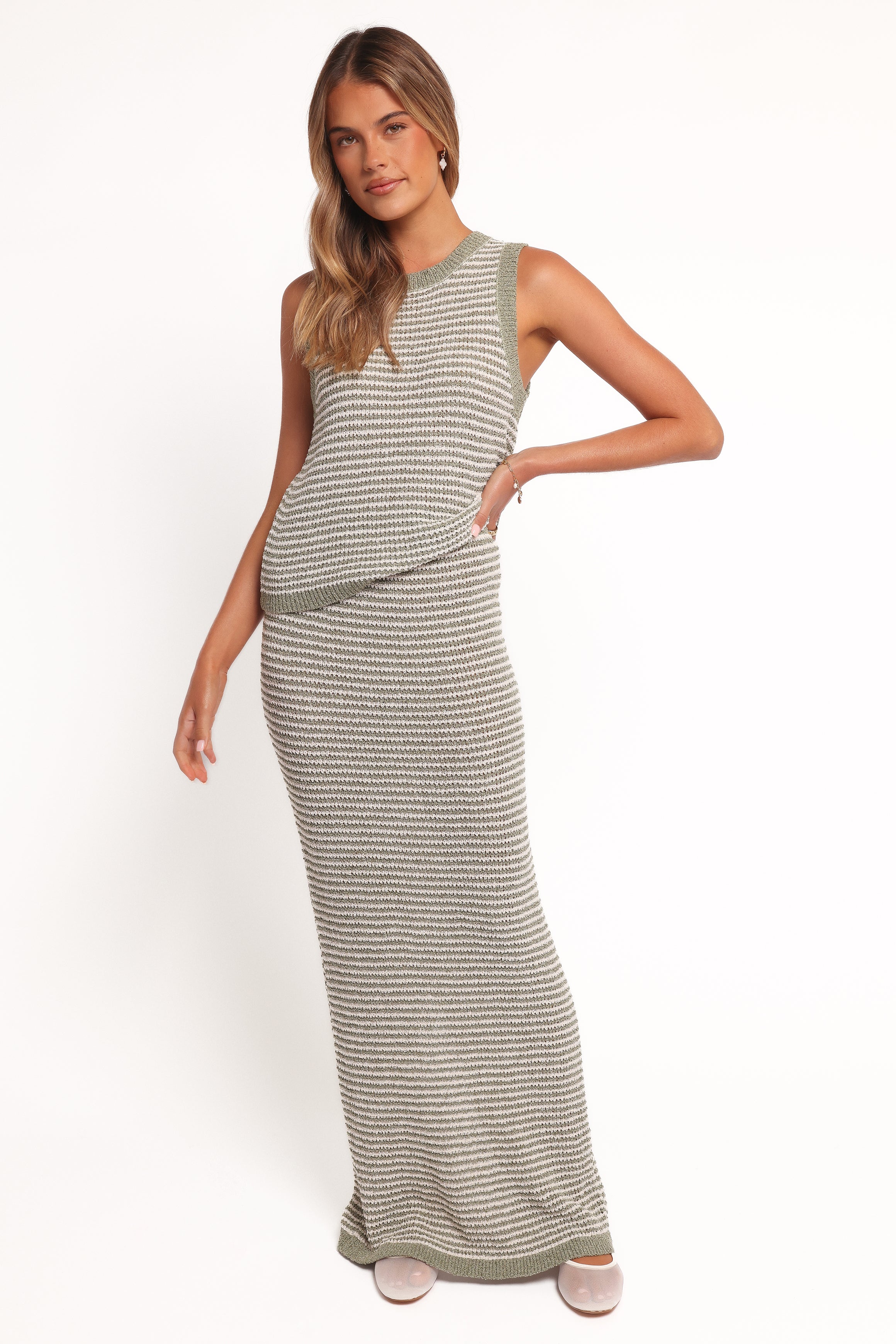  Arella Knit Skirt - Sage/Cream、mySite、sugarbowlscore