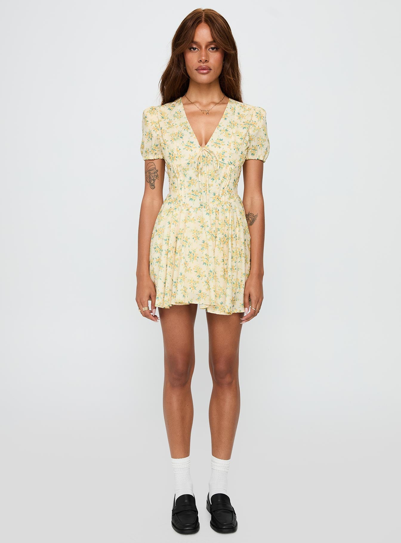 Ethelyn Mini Dress Yellow Floral、mySite、solidvoid