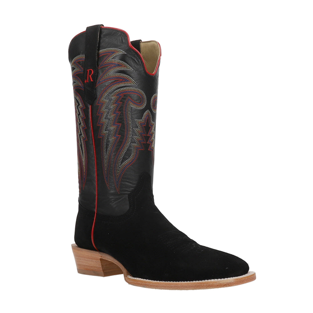 Black Rough Out Wide Embroidered Square Toe Cowboy Boots、mySite、gtrtttuynbv