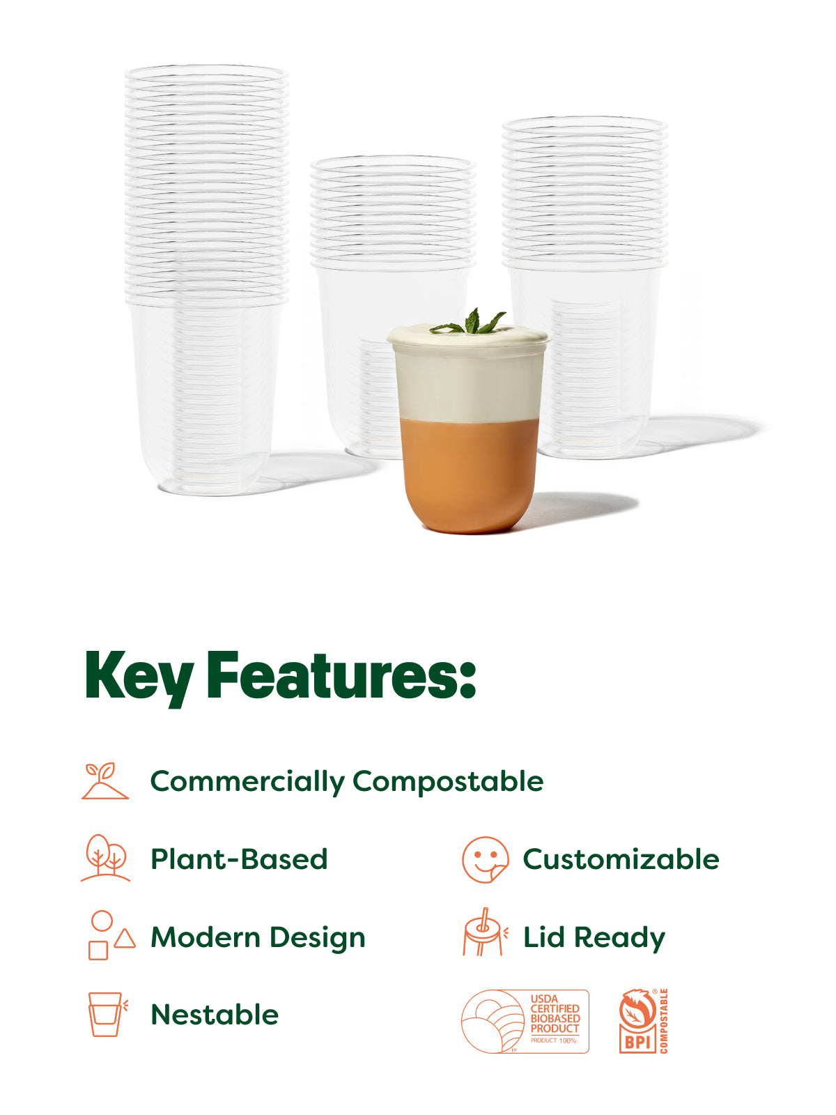NATURAL 16oz Arc Compostable Cup - Bulk、mySite、camillekostekn
