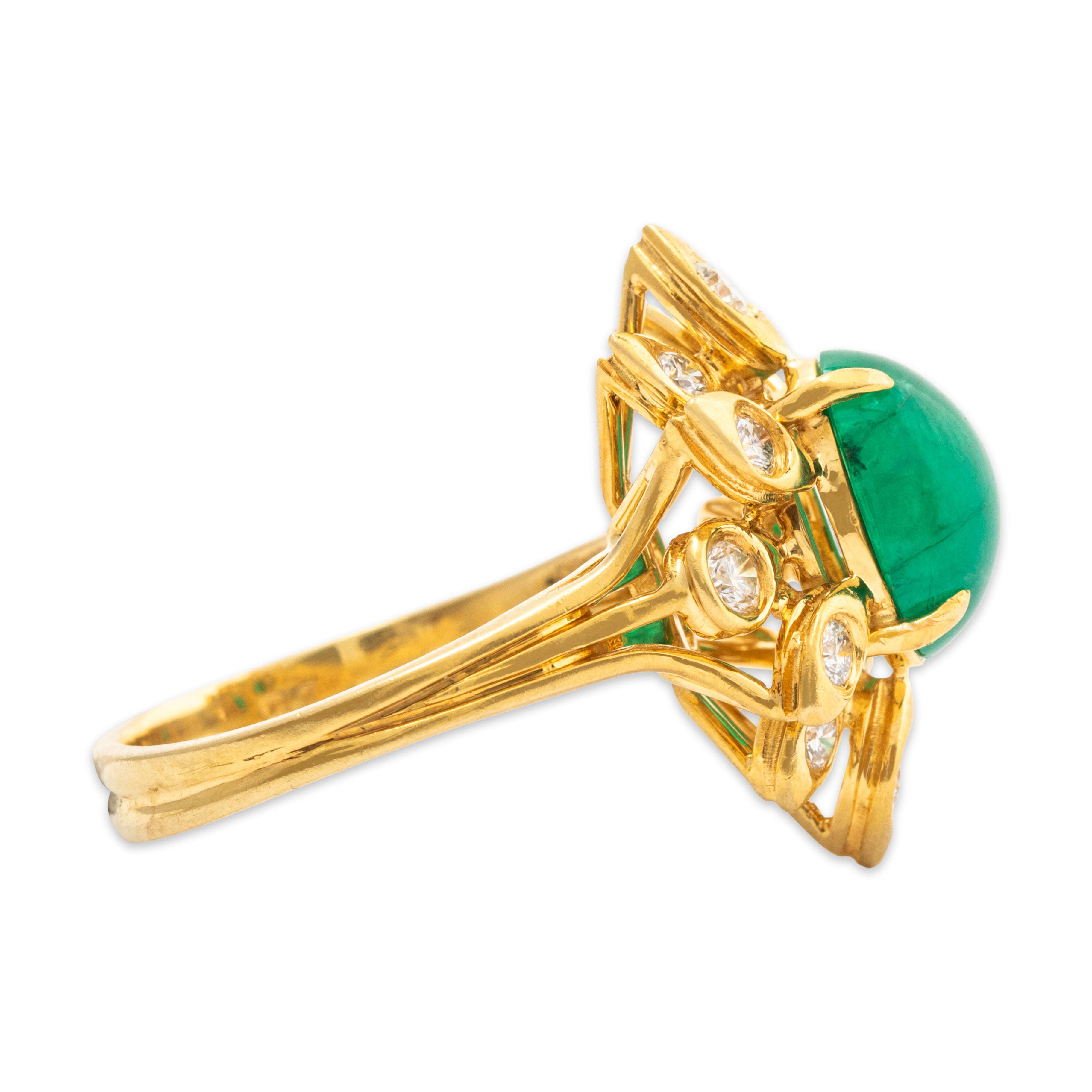 Vintage 18k Yellow Gold 3.5ct Emerald .58cttw Diamond Cocktail Ring 6.5、mySite、hinf8tx79