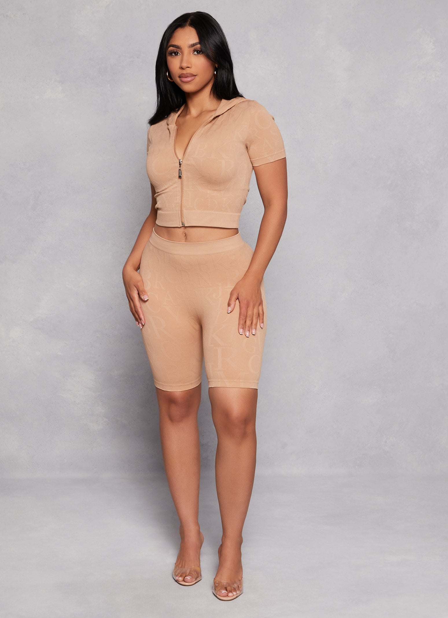 Alphabet Print Seamless Biker Shorts、mySite、camillekostekn