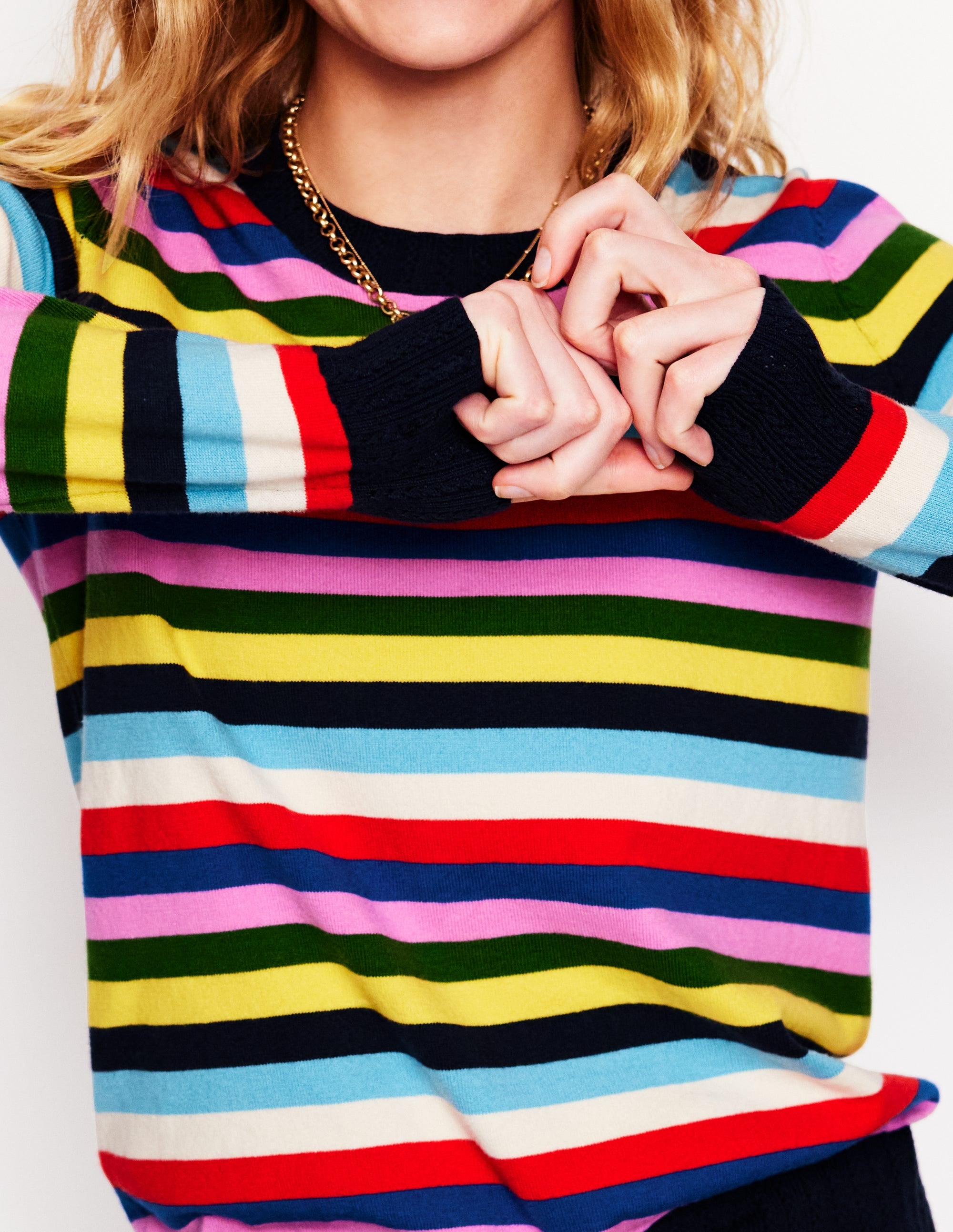  Emilia Cotton Crew Sweater-Poppy Red, Blue Multi、mySite、ashleygrahame