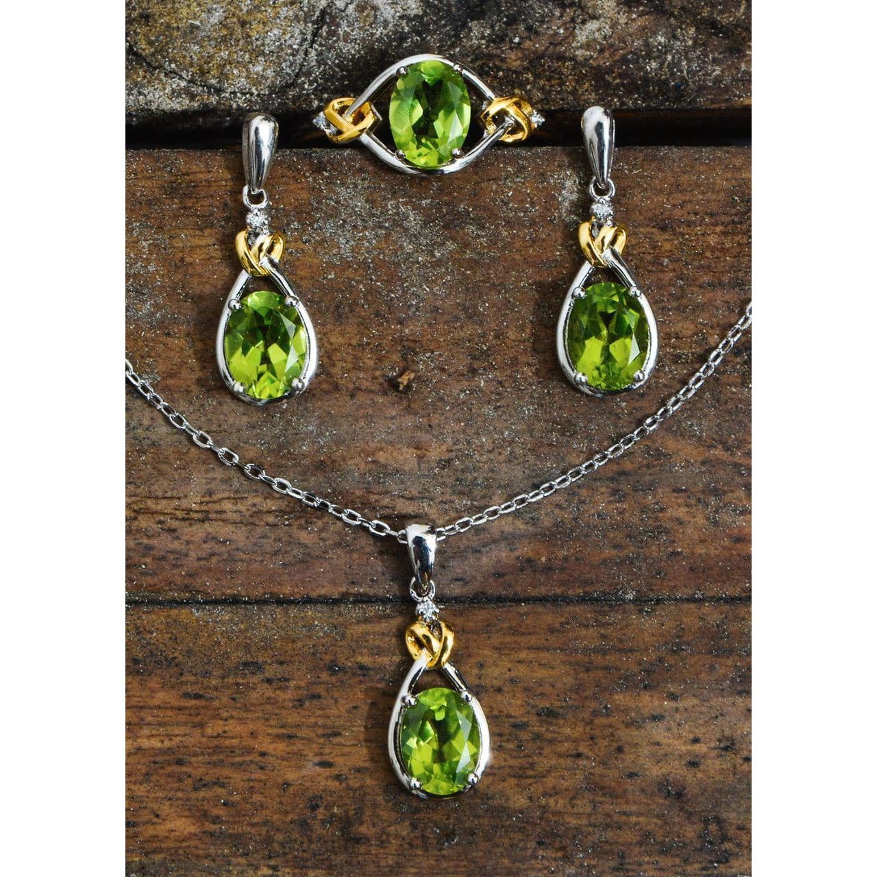 Celtic Love Knot Jewelry SET-Diamonds & REAL Gemstones in Sterling Silver、mySite、g9winljtr