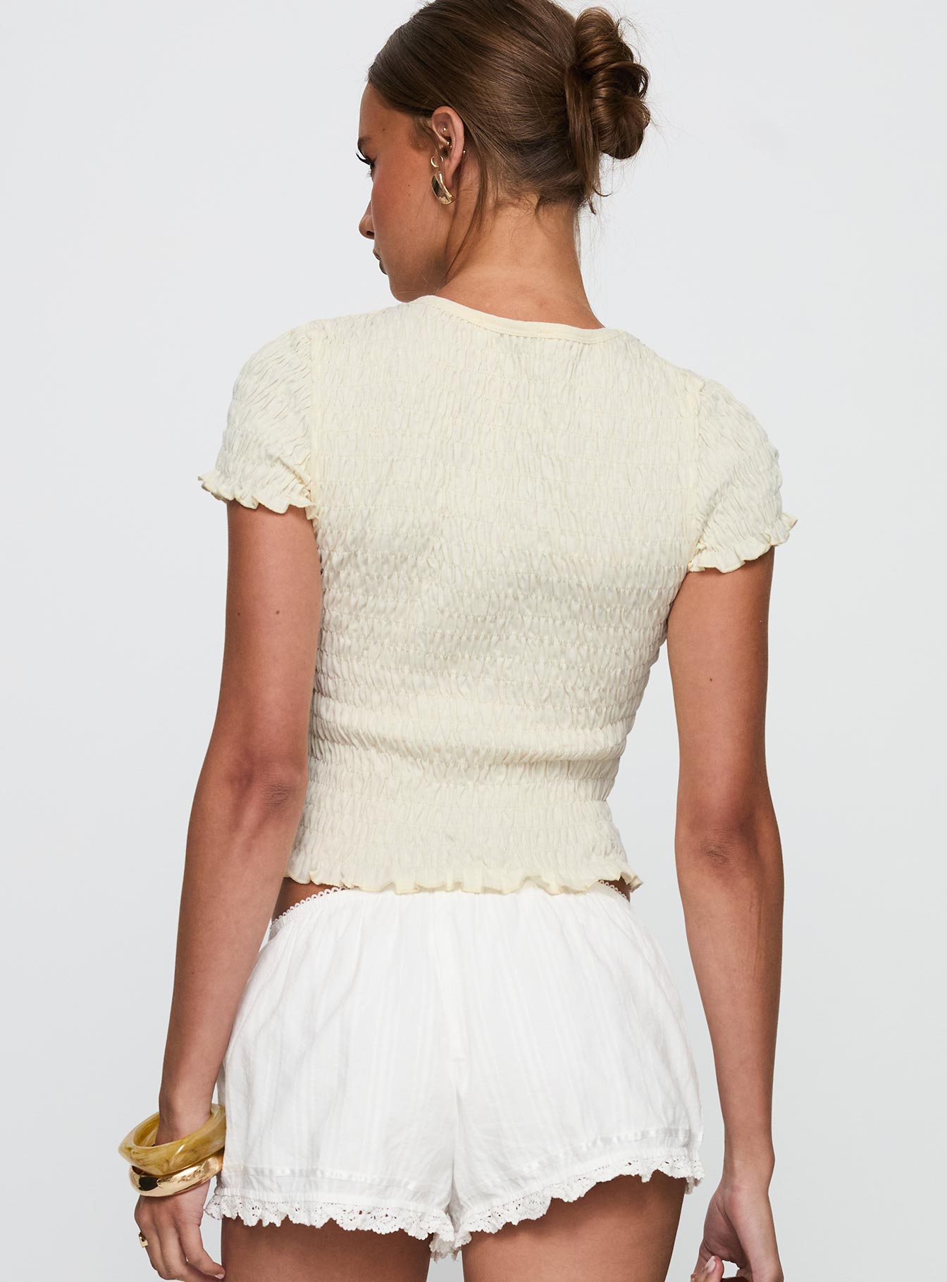 Ciao Bella Shirred Graphic Top Cream、mySite、solidvoid