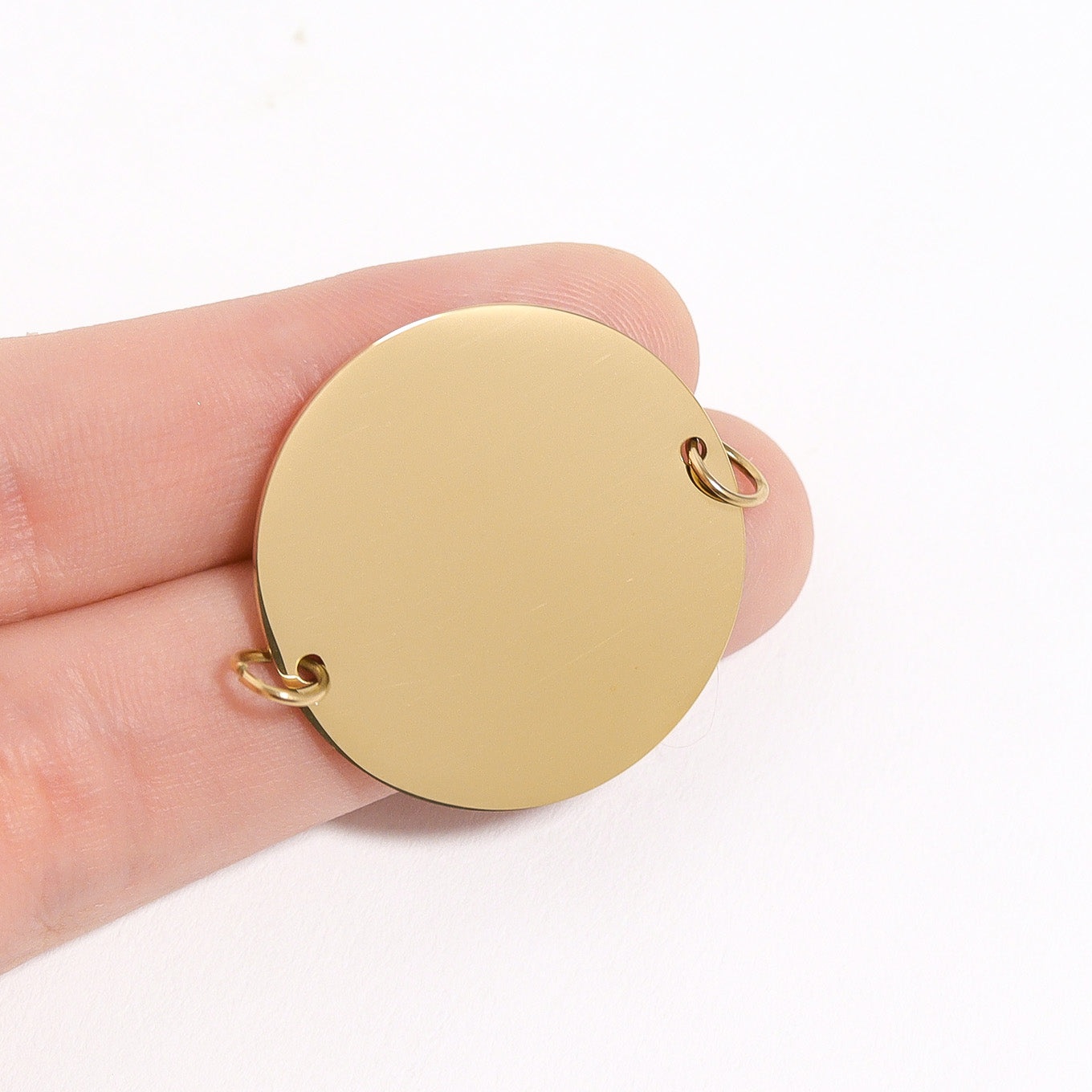 18K Gold PVD Polished Blank Stainless Steel Round Pendant / SBB0023、mySite、dreamappss