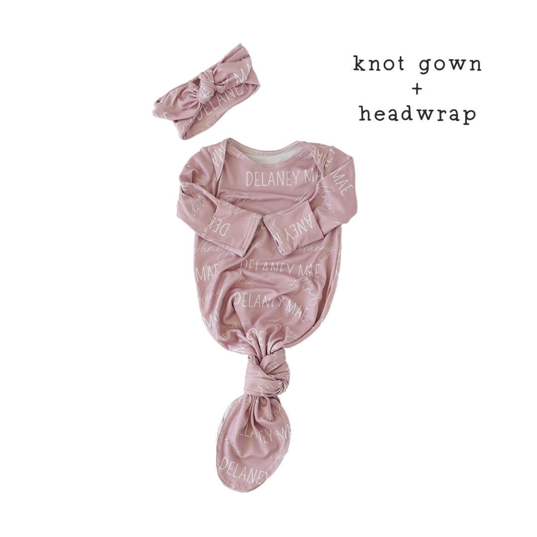  Solid Mauve Personalized Newborn Baby Knot Gown、mySite、layawaytickets
