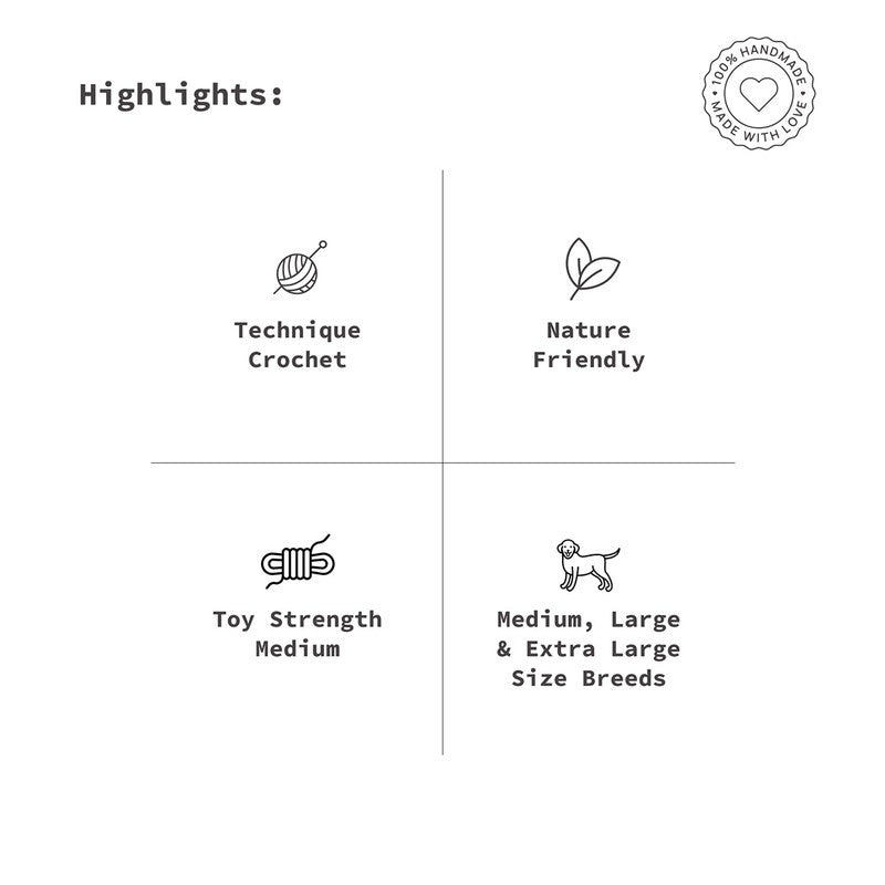 Lemony Lovebugs Toys For Dogs | Cotton Crochet Yarn | Yellow | Set of 2、mySite、camillekostekn