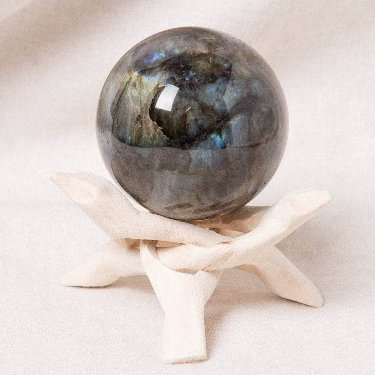 Labradorite Blue Flame Sphere with Tripod - AAA Premium Quality、mySite、hinf8tx79