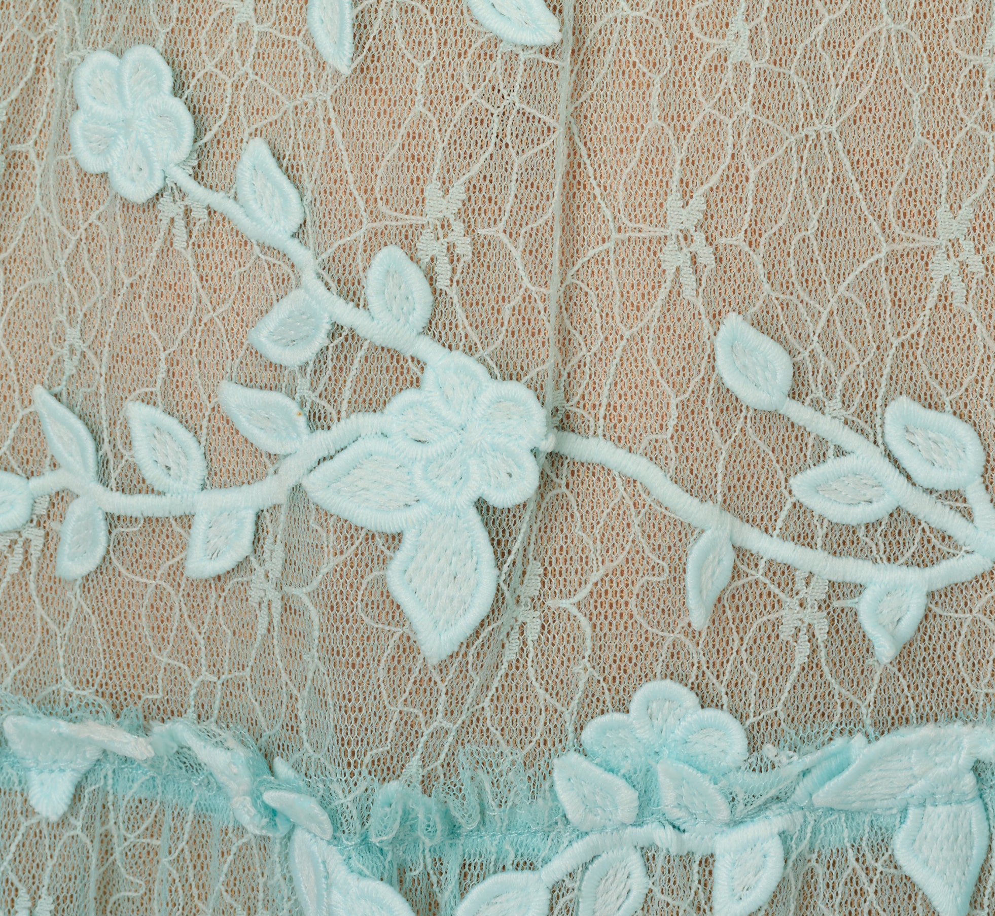 Lace Embroidered V Neck Dress With Elbow Sleeves In Airy Aqua、mySite、solidvoid