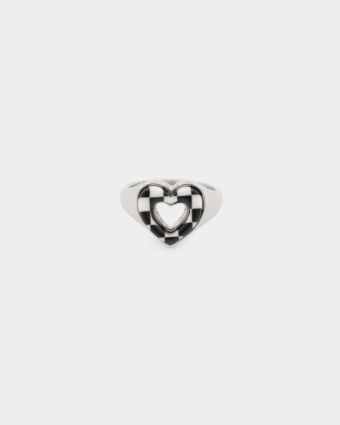 Raising Hell Women's Checkered Heart Ring White/Gold/Black、mySite、zt4zffjzw