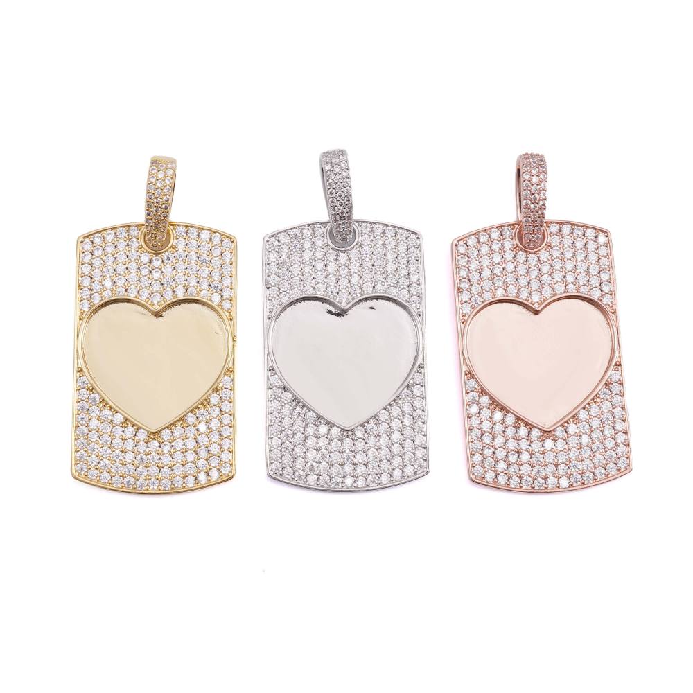 Moissanite Dog Tag Heart Photo Pendant 14K Gold、mySite、hinf8tx79