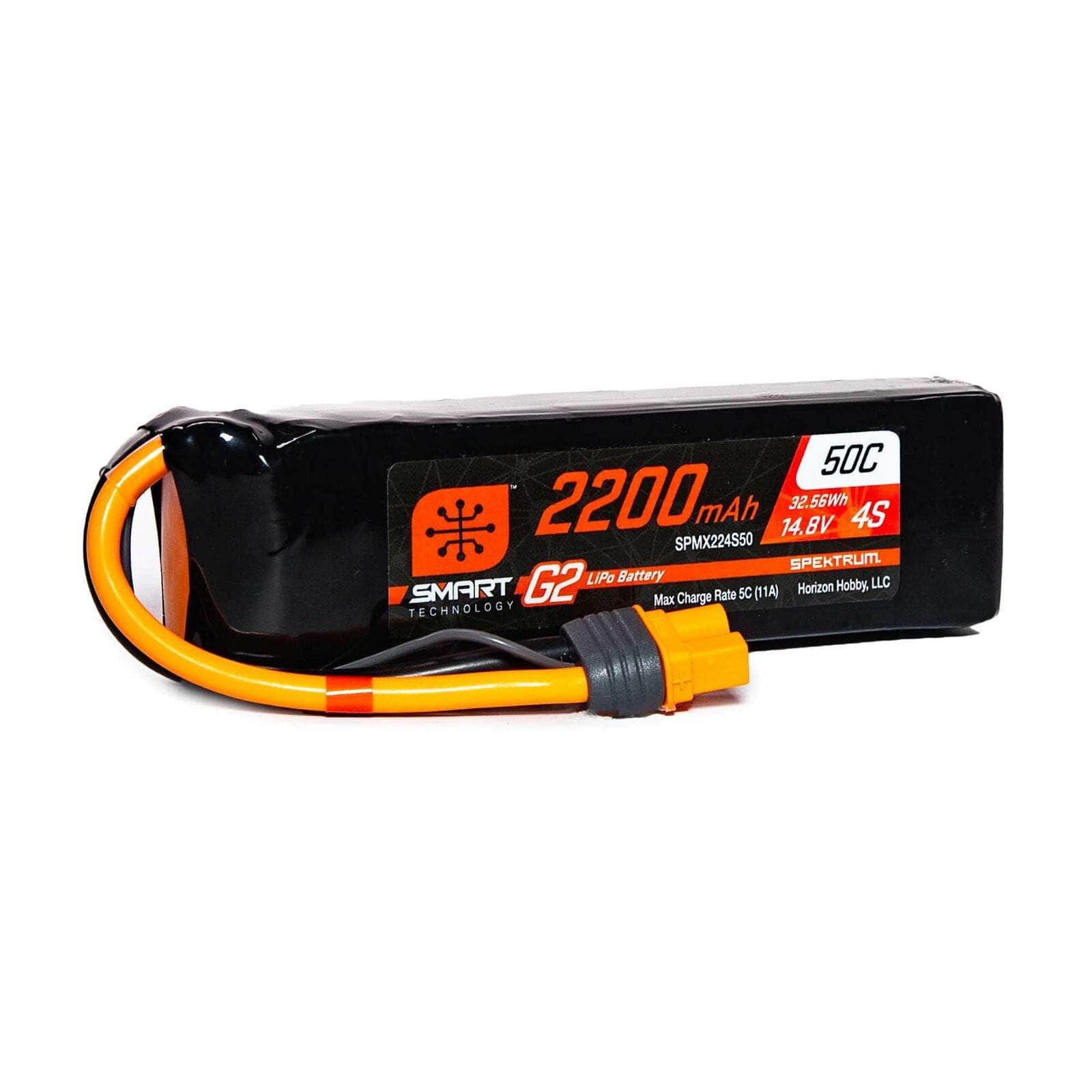  SPMX224S50, Spektrum RC 4S Smart G2 LiPo 50C Battery Pack (14.8V/2200mAh) w/IC3 Connector、mySite、merchandisen