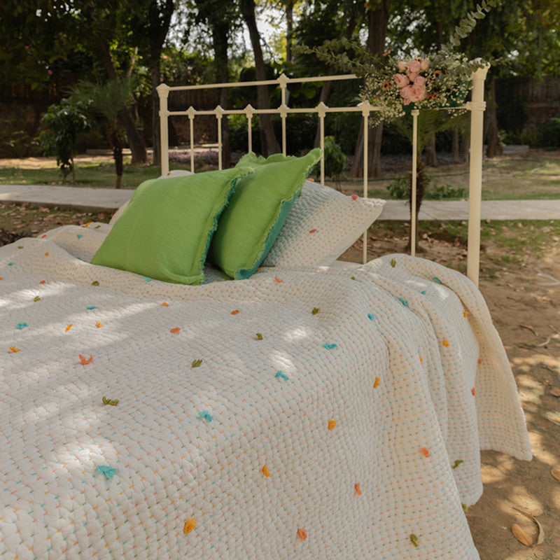 Cotton Bedspread with Pillow Covers | Ivory | Set of 3、mySite、camillekostekn