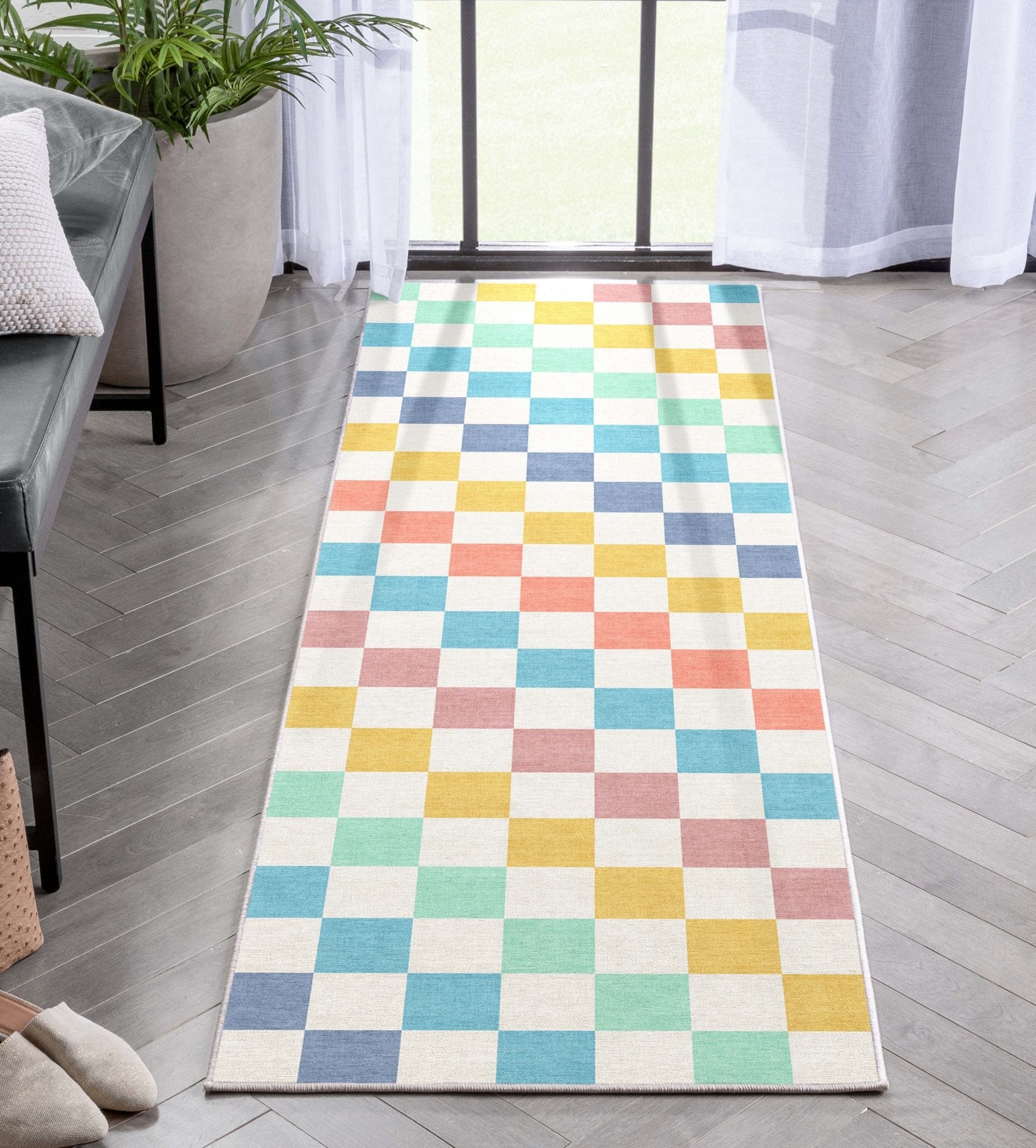 Squares Modern Geometric Boxes Flat-Weave Rug、mySite、gigharbornorthrealestate