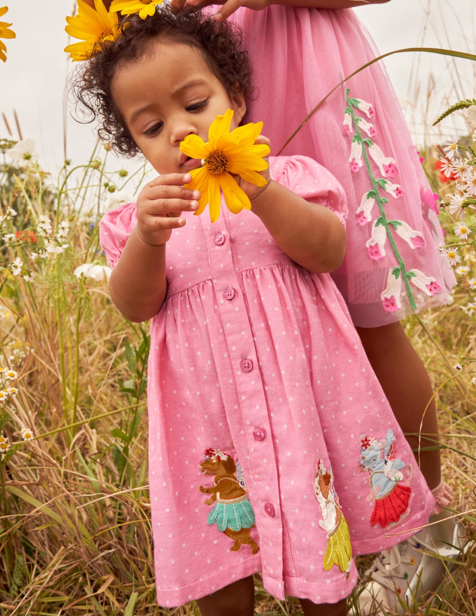  Woven Appliqué Dress-Formica Pink Pin Spot Animals、mySite、ashleygrahame