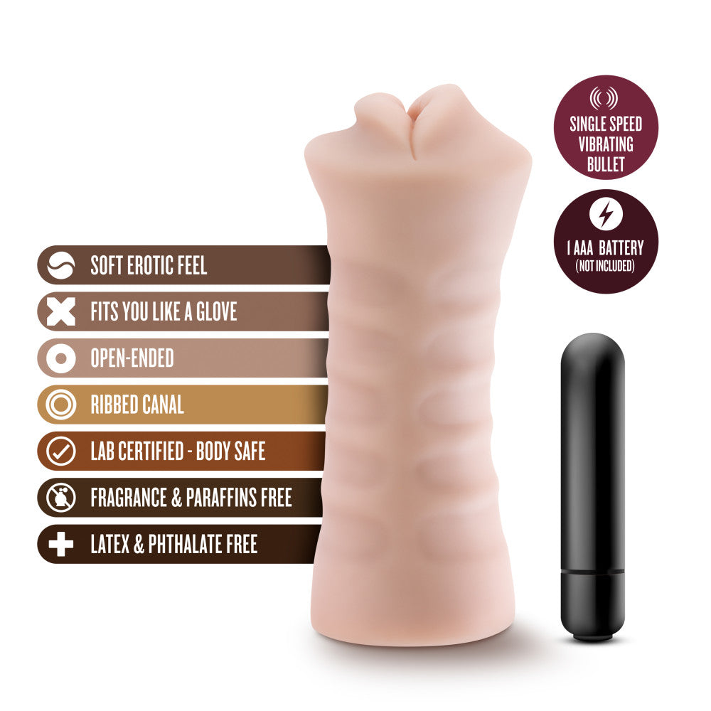 M For Men By Blush® | Skye Realistic Vanilla Vibrating Masturbator / Stroker、mySite、bottomscart