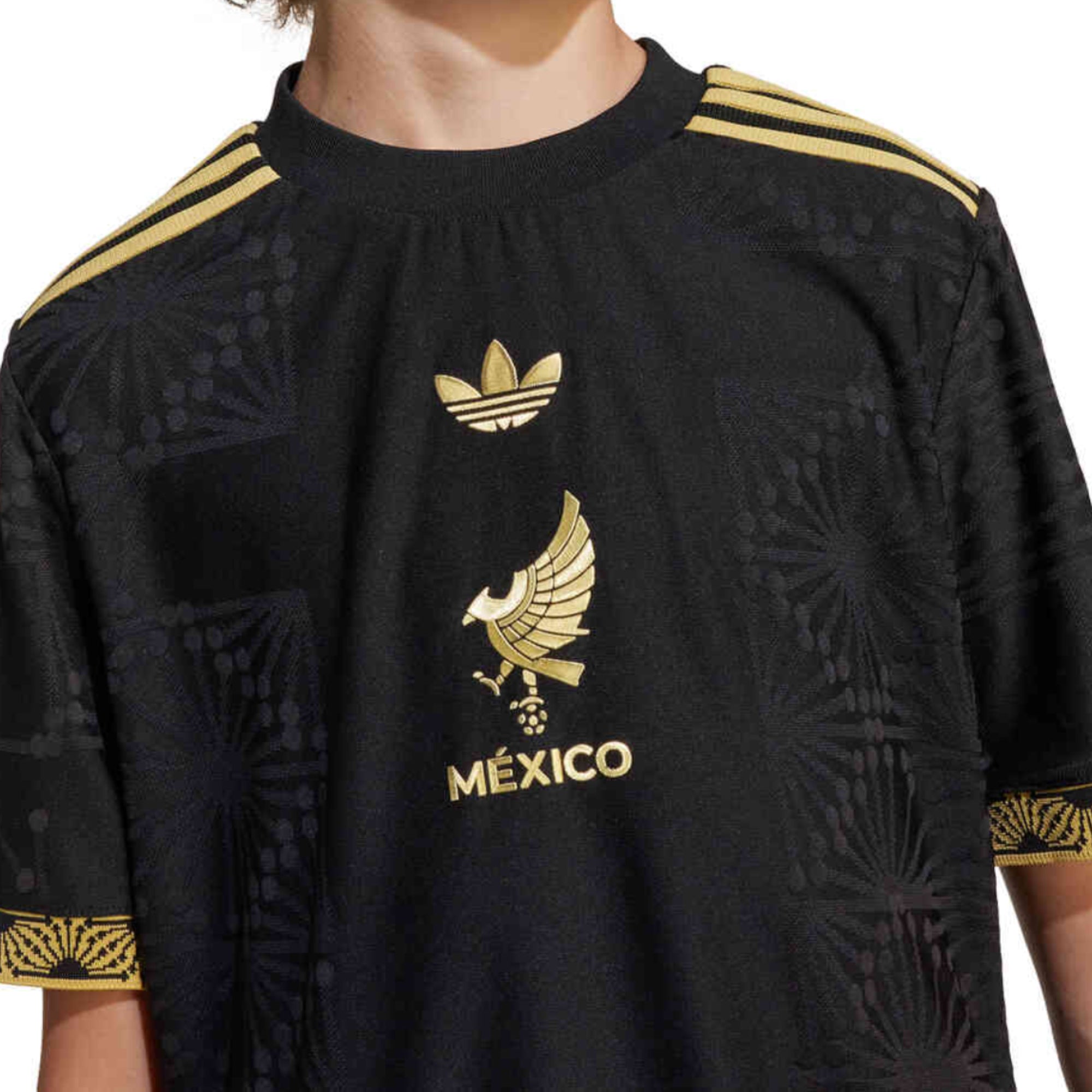 adidas Kids Mexico Gold 2025/26 Jersey Black/Gold、mySite、noshort