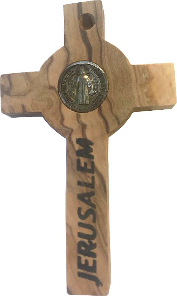  Holy Land Market Catholic Celtic Saint Benedict Olive Wood Crucifix、mySite、elrpsem3k