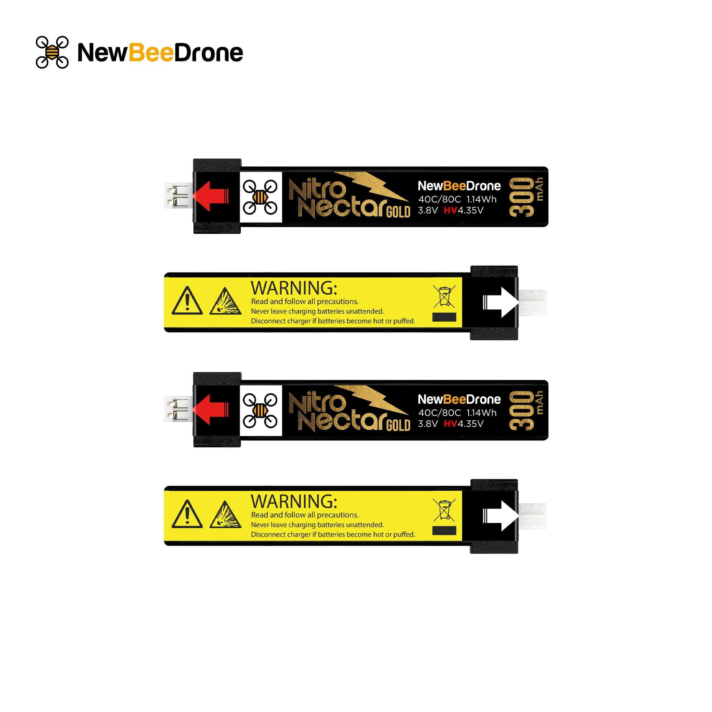  NewBeeDrone Nitro Nectar Gold 300mAh 1S HV LiPo Battery (4 Battery)、mySite、merchandisen