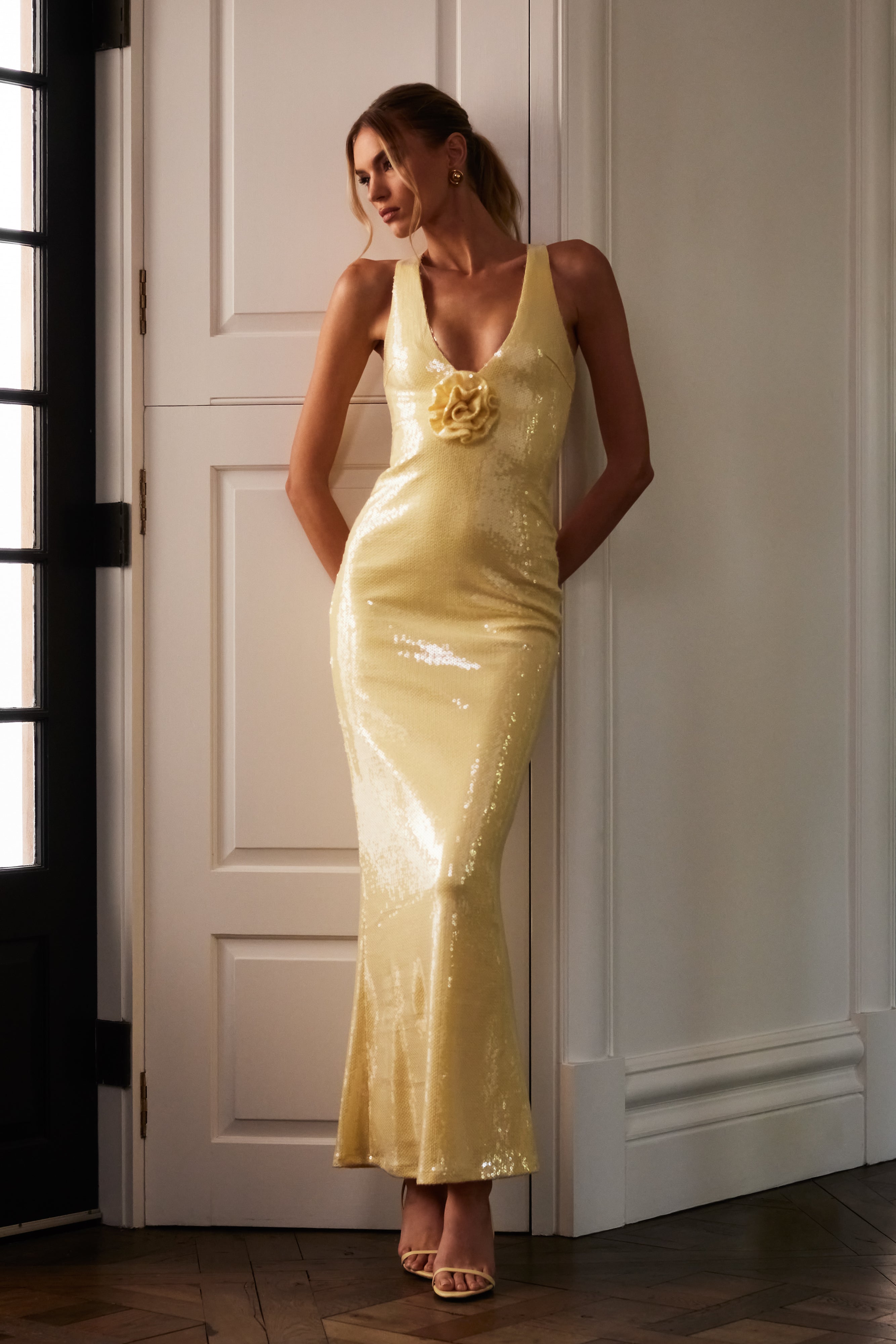 Eliza Rose Sequin Maxi Dress - Lemon、mySite、solidvoid