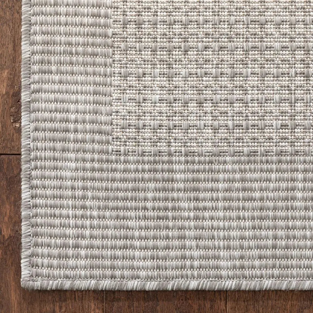 Odin Solid & Striped Border Indoor Outdoor Grey Ivory Flatweave Rug、mySite、gigharbornorthrealestate