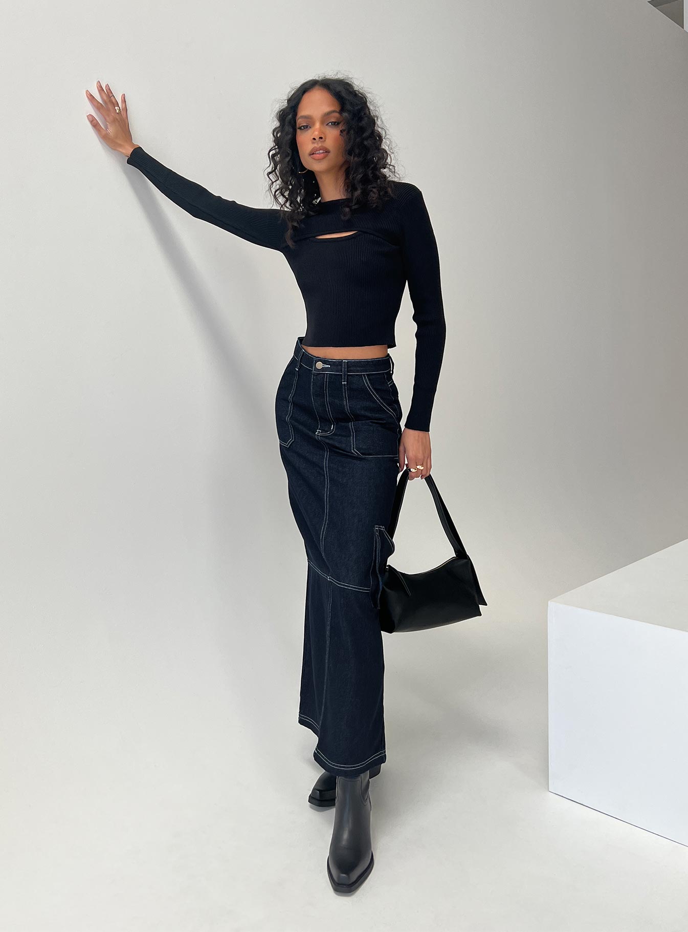 Vine Maxi Skirt Blue、mySite、solidvoid