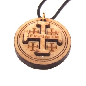 Jerusalem Cross 2-Layers Olive wood Laser Necklace (Pendant is : 3.2 cm or 1....、mySite、topwebapps