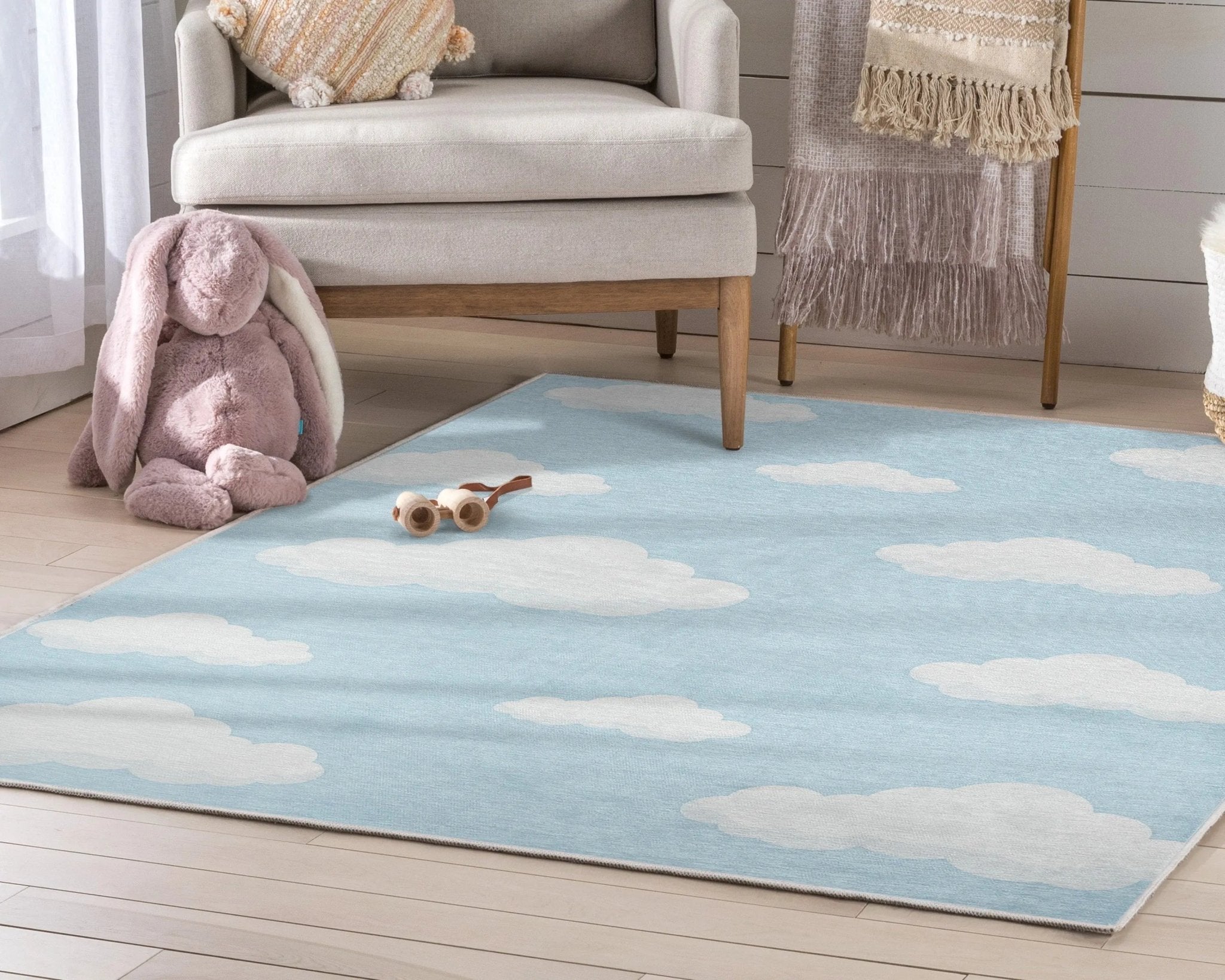 Cloud 9 Modern Blue Kids Flat-Weave Rug、mySite、gigharbornorthrealestate